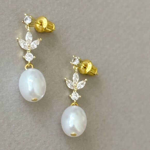 pearl drop earrings A689 - Picture 3 of 4